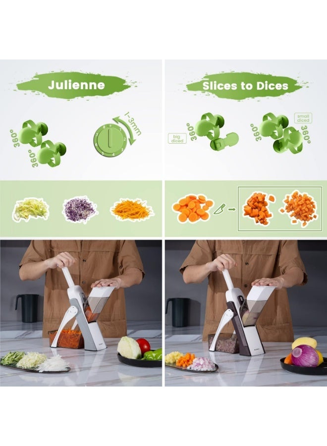 Reko Mandoline Vegetable Slicer, Veg Chopper with 4 Cutter Modes Adjustable Thicknesses - Multicolor - Image 3